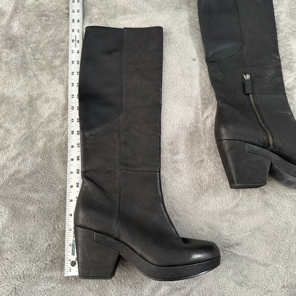 Eileen Fisher Black Vachetta Leather Ivy Knee High Boots Women's 8 - Picture 8 of 9